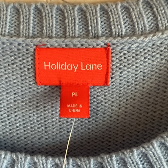 Light Blue Women's Sweater with Festive Text Design - Picture 3 of 5